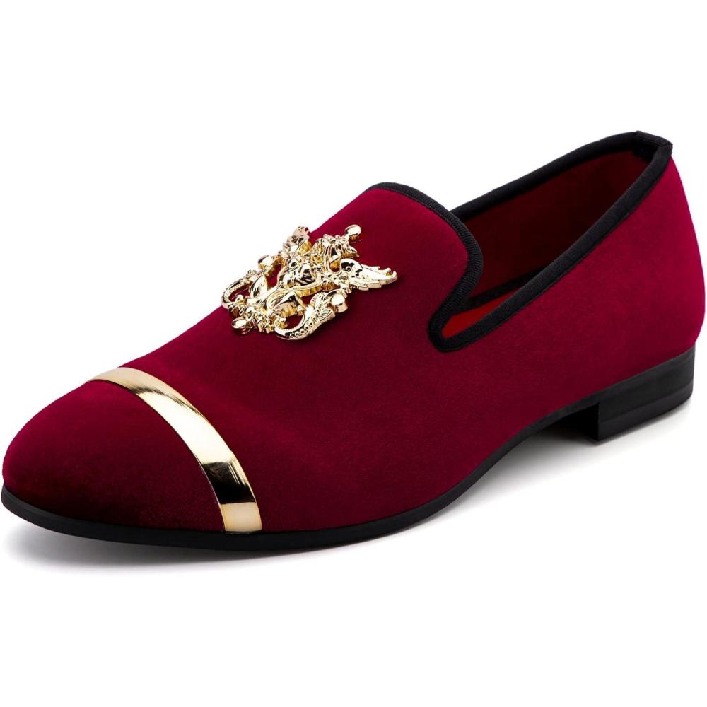 imageMeijiana Mens Fashion Classic Faux Leather Loafers and Weeding Dress Shoes for MenRed13
