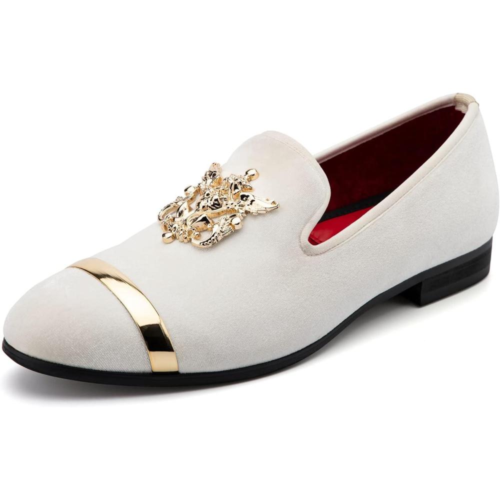 imageMeijiana Mens Fashion Classic Faux Leather Loafers and Weeding Dress Shoes for MenWhite14