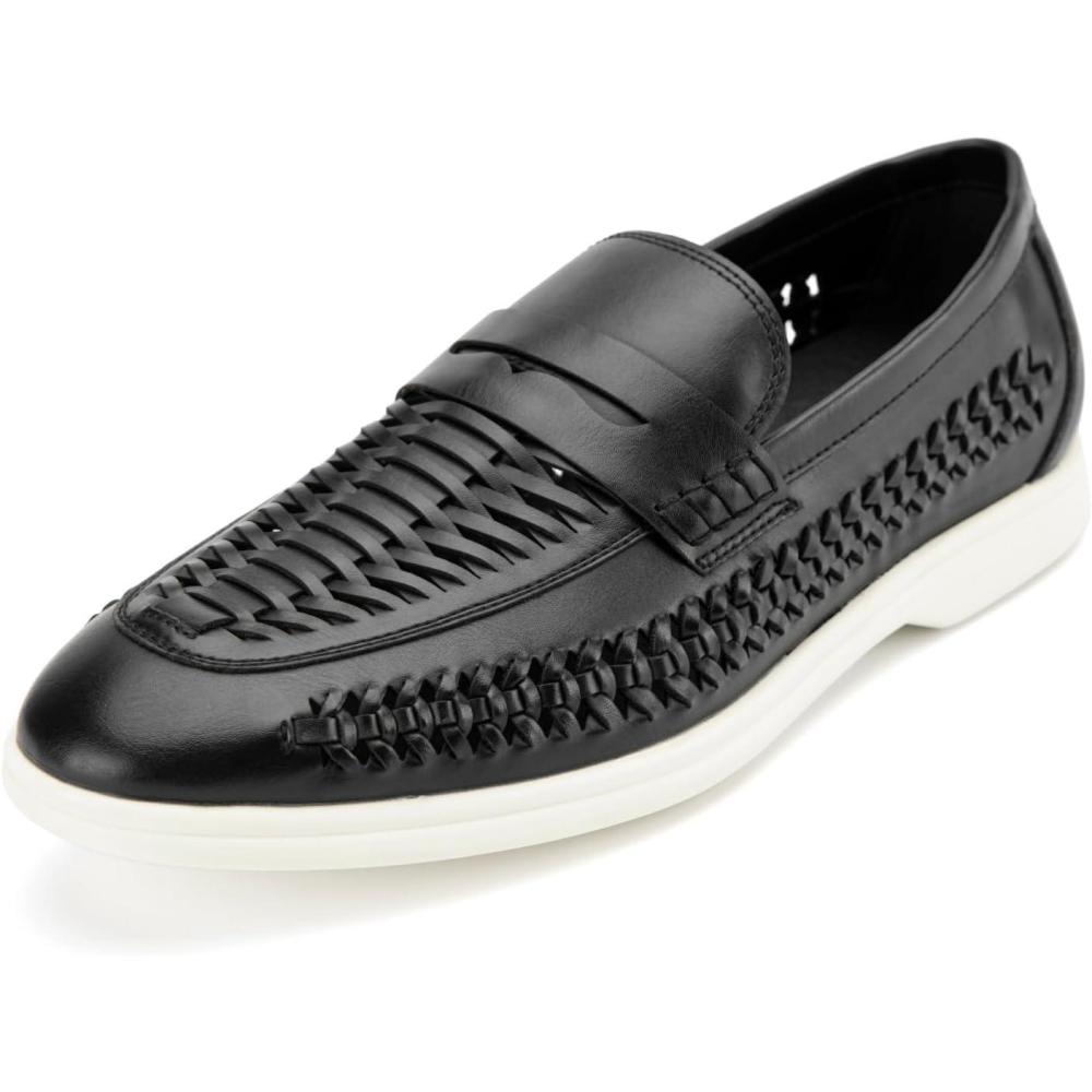 imageMeijiana Mens Genuine Leather Loafers SlipOn Moccasins Suede Dress Shoes Lightweight and Breathable with Rubber Sole Stylish Mens LoafersBlack04