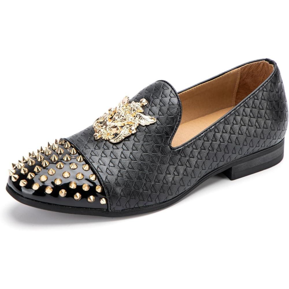 imageMeijiana Mens Velvet Loafers Dress Shoes with Metal Embellishments Party Luxury Loafer ShoesBlack16