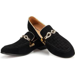 Meijiana Men’s Fashion Classic Faux Leather Loafers and Weeding Dress Shoes for Men(Black-05)