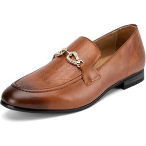 Meijiana Men’s Fashion Classic Faux Leather Loafers and Weeding Dress Shoes for Men(Brown-11)