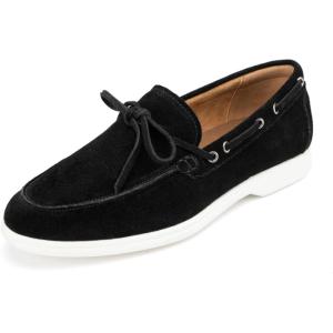 Meijiana Men’s Genuine Leather Loafers Slip-On Moccasins Suede Dress Shoes, Lightweight and Breathable with Rubber Sole Stylish Mens Loafers(Black-03)