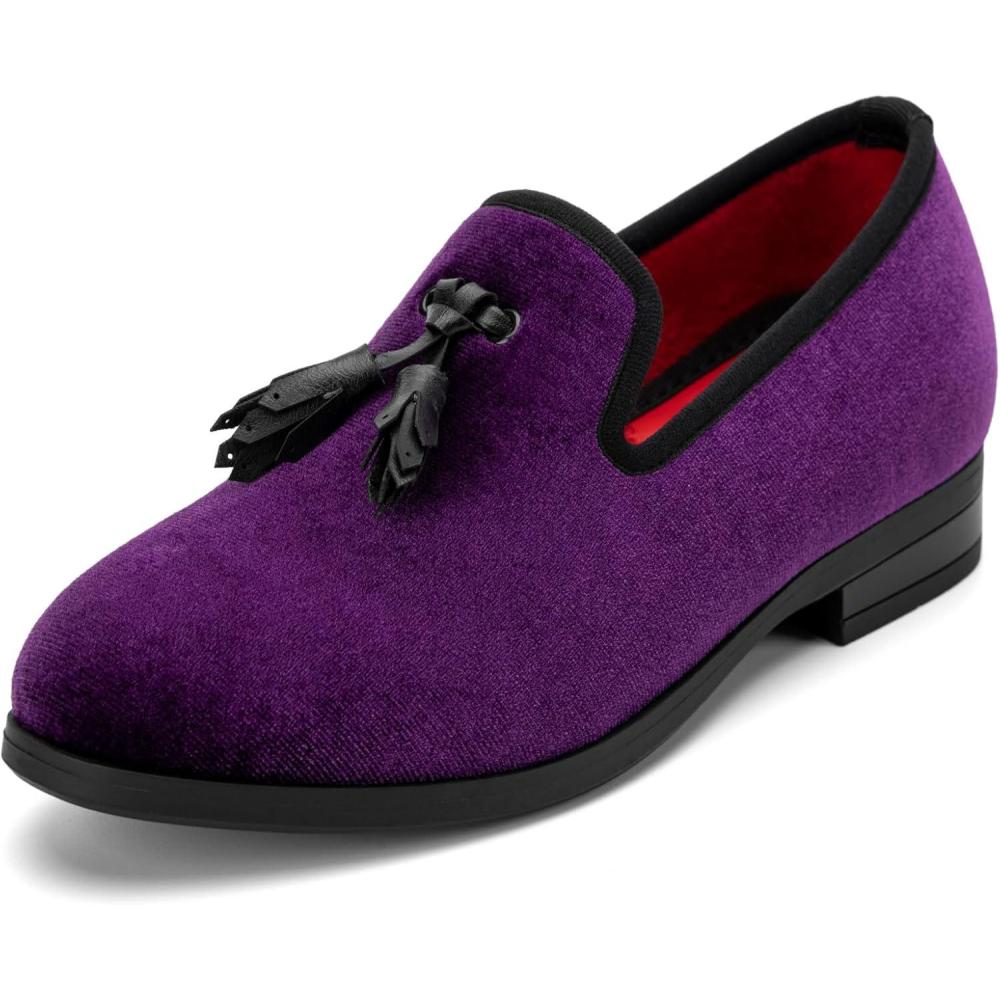 imageMeijiana Boys Formal Dress SlipOn Loafers  Tuxedo Shoe for Baby Dress ShoesPurple04