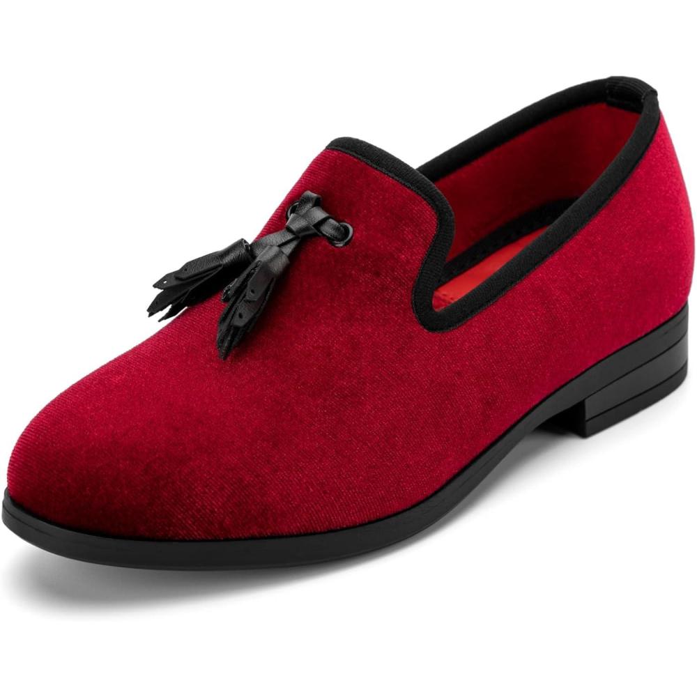 imageMeijiana Boys Formal Dress SlipOn Loafers  Tuxedo Shoe for Baby Dress ShoesRed06