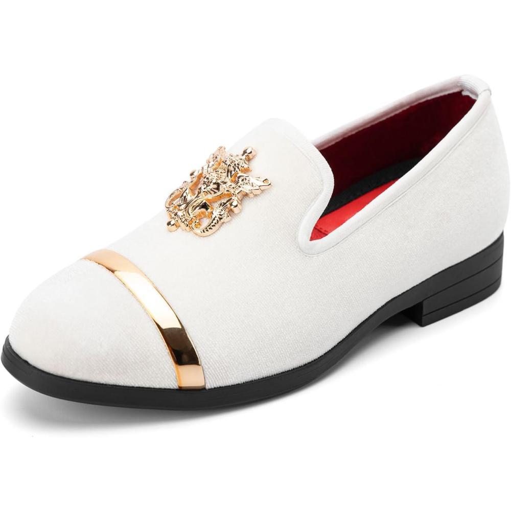 imageMeijiana Boys Loafers SlipOn Dress Shoes Dress Formal Tuxedo ShoesWhite03