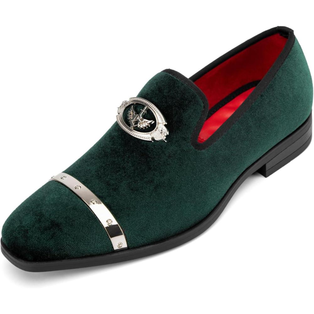 imageMeijiana Men Faux Leather Noble Loafer Shoes Slipon Loafer Smoking Slipper Tassel LoaferGreen19