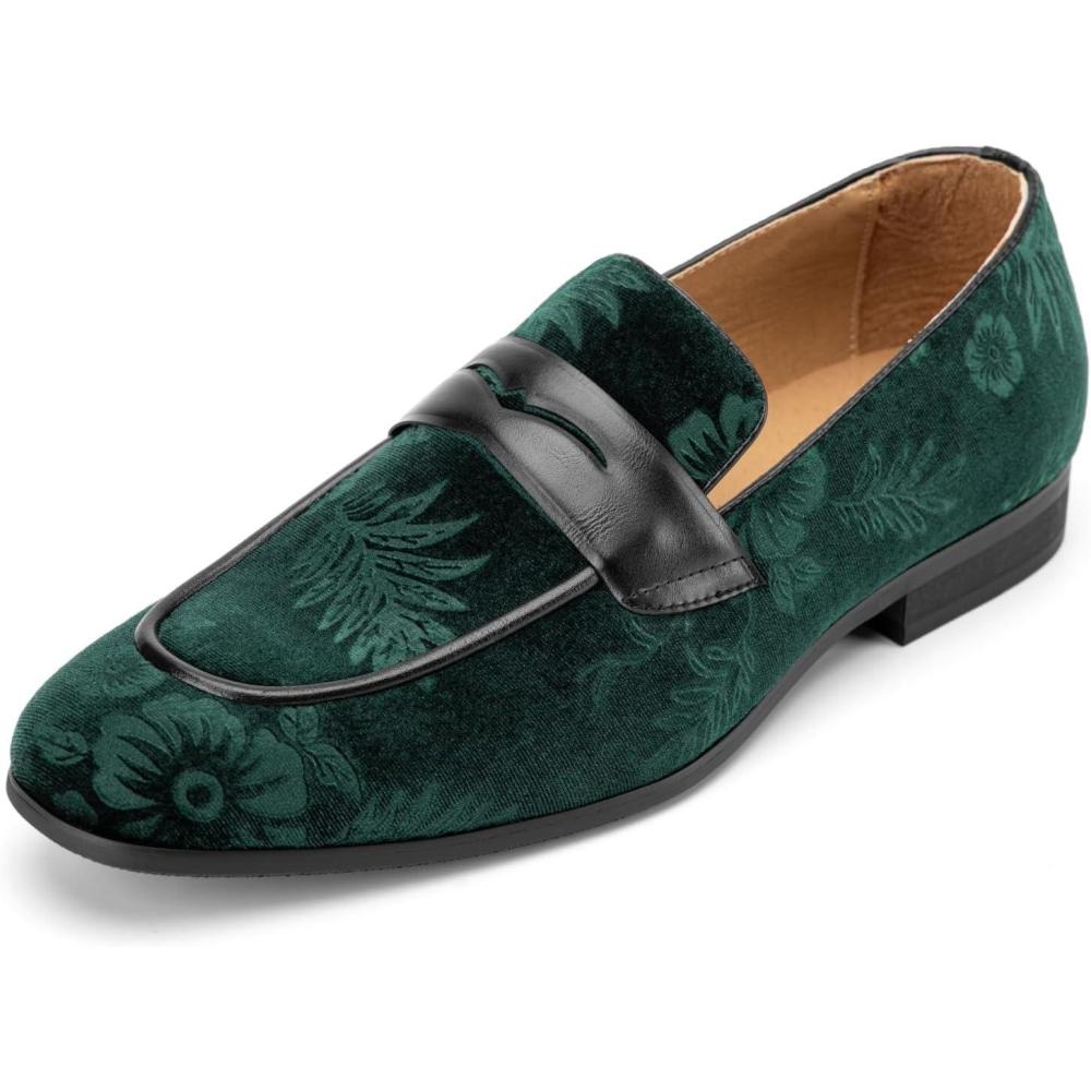 imageMeijiana Men Faux Leather Noble Loafer Shoes Slipon Loafer Smoking Slipper Tassel LoaferGreen22