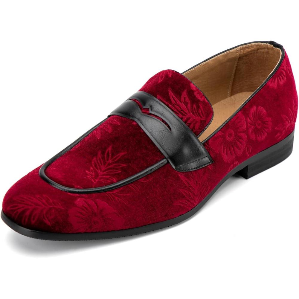 imageMeijiana Men Faux Leather Noble Loafer Shoes Slipon Loafer Smoking Slipper Tassel LoaferRed21