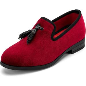 Meijiana Boys’ Formal Dress Slip-On Loafers – Tuxedo Shoe for Baby Dress Shoes(Red-06)
