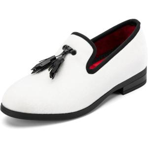Meijiana Boys’ Formal Dress Slip-On Loafers – Tuxedo Shoe for Baby Dress Shoes(White-07)