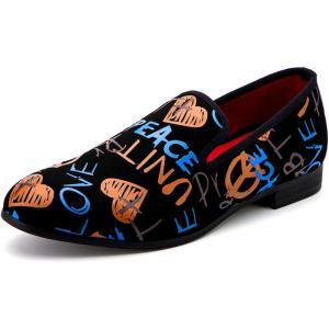 Meijiana Men Faux Leather Noble Loafer Shoes Slip-on Loafer Smoking Slipper Tassel Loafer(Black-09)