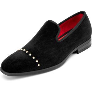 Meijiana Men Faux Leather Noble Loafer Shoes Slip-on Loafer Smoking Slipper Tassel Loafer(Black-14)