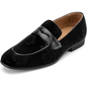 Meijiana Men Faux Leather Noble Loafer Shoes Slip-on Loafer Smoking Slipper Tassel Loafer(Black-20)