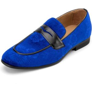 Meijiana Men Faux Leather Noble Loafer Shoes Slip-on Loafer Smoking Slipper Tassel Loafer(Blue-23)