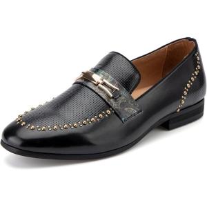 Meijiana Men’s Loafers Lightweight Slip-On Moccasins Stylish Dress Shoes Breathable Tassels Loafers(Black-04)