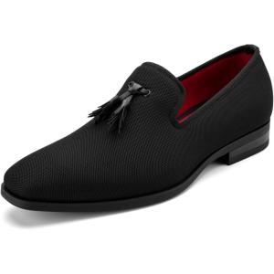 Meijiana Men’s Loafers Lightweight Slip-On Moccasins Stylish Dress Shoes Breathable Tassels Loafers(Black-25)