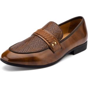 Meijiana Men’s Loafers Lightweight Slip-On Moccasins Stylish Dress Shoes Breathable Tassels Loafers(Brown-19)