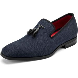 Meijiana Men’s Loafers Lightweight Slip-On Moccasins Stylish Dress Shoes Breathable Tassels Loafers(Denim Blue-28)