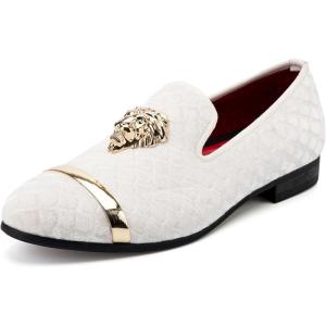 Meijiana Men’s Loafers Lightweight Slip-On Moccasins Stylish Dress Shoes Breathable Tassels Loafers(White-06)