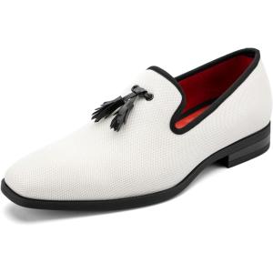 Meijiana Men’s Loafers Lightweight Slip-On Moccasins Stylish Dress Shoes Breathable Tassels Loafers(White-21)