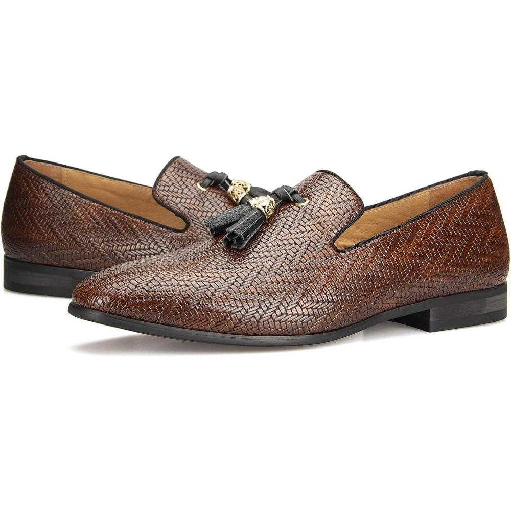 imageMeijiana Mens Loafers Wedding Dress Shoes SlipOn Loafers for Men Tuxedo Suit ShoesBrown04