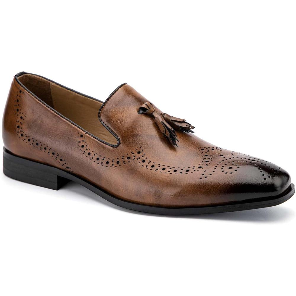 imageMeijiana Mens Loafers Wedding Dress Shoes SlipOn Loafers for Men Tuxedo Suit ShoesBrown10