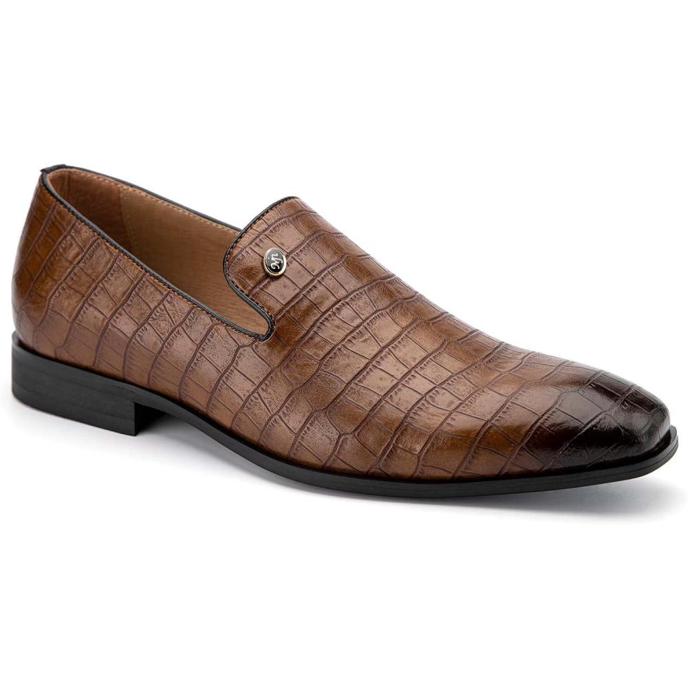imageMeijiana Mens Loafers Wedding Dress Shoes SlipOn Loafers for Men Tuxedo Suit ShoesBrown14