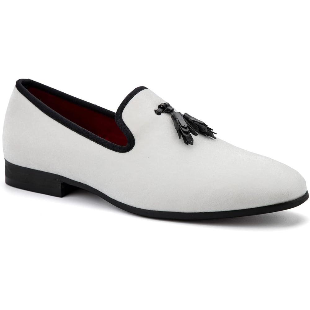imageMeijiana Mens Loafers Wedding Dress Shoes SlipOn Loafers for Men Tuxedo Suit ShoesWhite06
