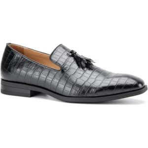 Meijiana Mens Loafers Wedding Dress Shoes Slip-On Loafers for Men Tuxedo Suit Shoes(Black-22)