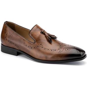 Meijiana Mens Loafers Wedding Dress Shoes Slip-On Loafers for Men Tuxedo Suit Shoes(Brown-10)