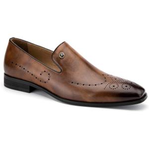 Meijiana Mens Loafers Wedding Dress Shoes Slip-On Loafers for Men Tuxedo Suit Shoes(Brown-12)