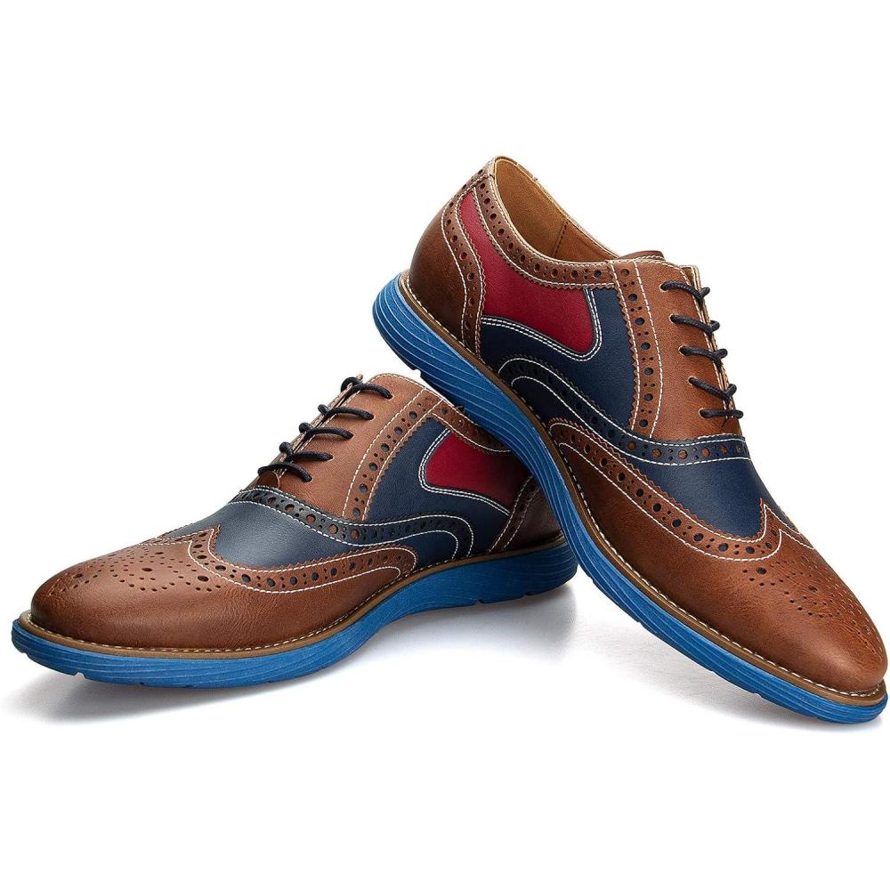 imageMeijiana Mens Oxford Shoes  Blue  Casual Dress ShoesBrown03