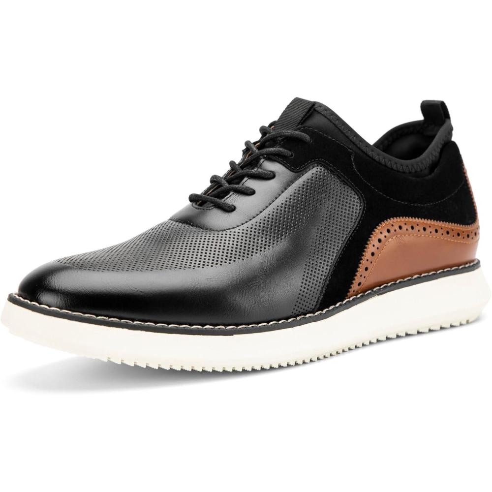 imageMeijiana Mens Oxford Shoes Dress Shoes Mens Lightweight laceup Fashion ShoesBlack01