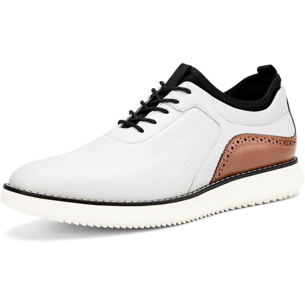imageMeijiana Mens Oxford Shoes Dress Shoes Mens Lightweight laceup Fashion ShoesWhite03