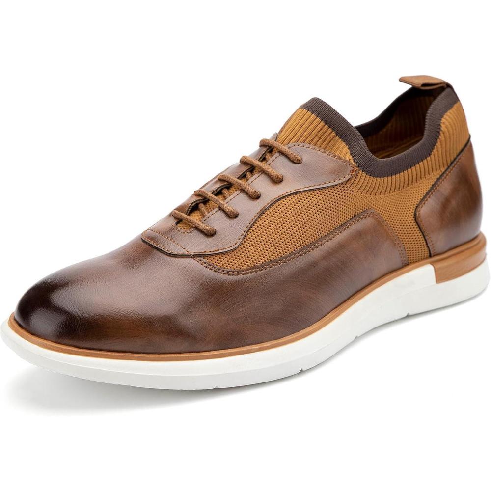 imageMeijiana Mens Oxfords Casual Dress Shoes Leather Lace Up Shoes for Men Business Oxford ShoesBrown08
