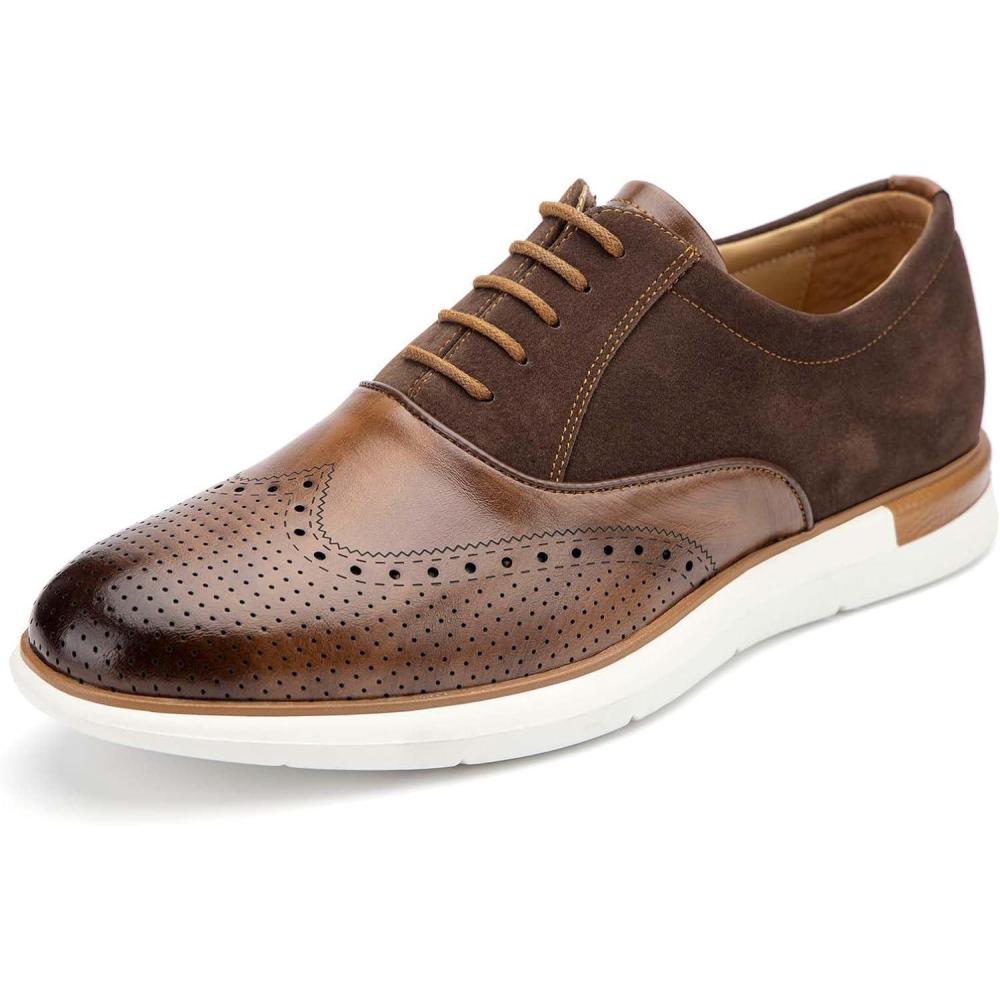 imageMeijiana Mens Oxfords Casual Dress Shoes Leather Lace Up Shoes for Men Business Oxford ShoesBrown10