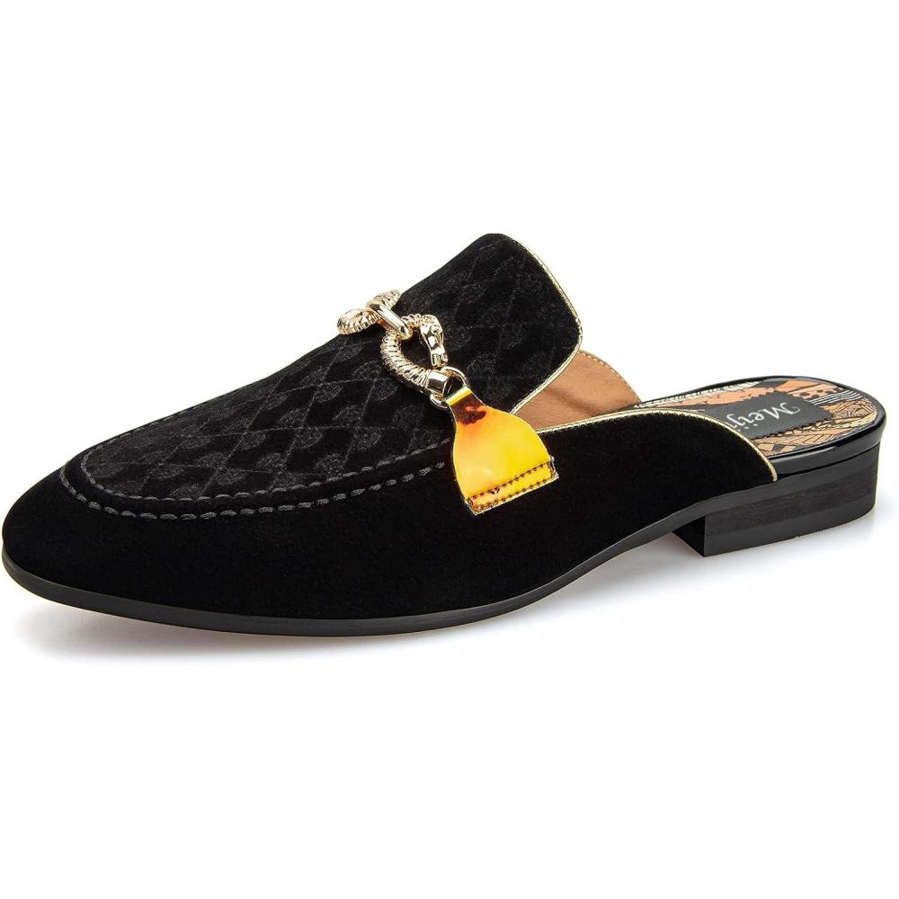 imageMeijiana Mens Slippers SlipOn Loafers Leather Formal Wear Casual Open Back SandalsBlack012