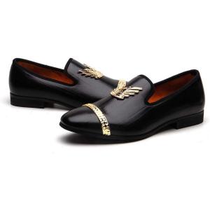 Meijiana Black Leather Loafers for Men – Breathable, Flexible Slip On Mens Shoes – Perfect Party, Wedding, Birthday Mens Dress Shoes – Comfortable Rubber Sole Shoes for Men(Black-06)