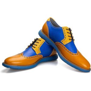 Meijiana Men’s Oxford Shoes – Blue – Casual Dress Shoes(Yellow-02)
