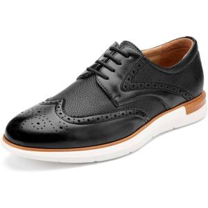Meijiana Men’s Oxfords Casual Dress Shoes Leather Lace Up Shoes for Men Business Oxford Shoes(Black-11)