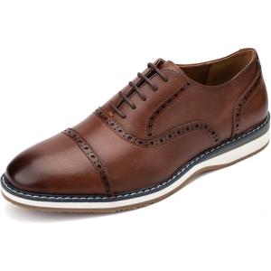 Meijiana Men’s Oxfords Casual Dress Shoes Leather Lace Up Shoes for Men Business Oxford Shoes(Brown-04)