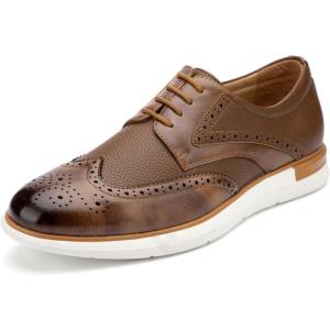 Meijiana Men’s Oxfords Casual Dress Shoes Leather Lace Up Shoes for Men Business Oxford Shoes(Brown-12)