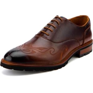 Meijiana Men’s Oxfords Luxury Oxford Shoes for Men Business Casual Shoes Men’s Lace-up Fashion Shoes(Brown-08)