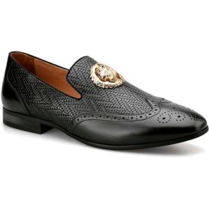 Meijiana Mens Shoes – Black Suede Loafers for Men with Metal Buckle, Rubber Sole, Fashion Casual Dress, Perfect for Business, Party or Birthday – Stylish Mens Dress Shoes(Black-49)