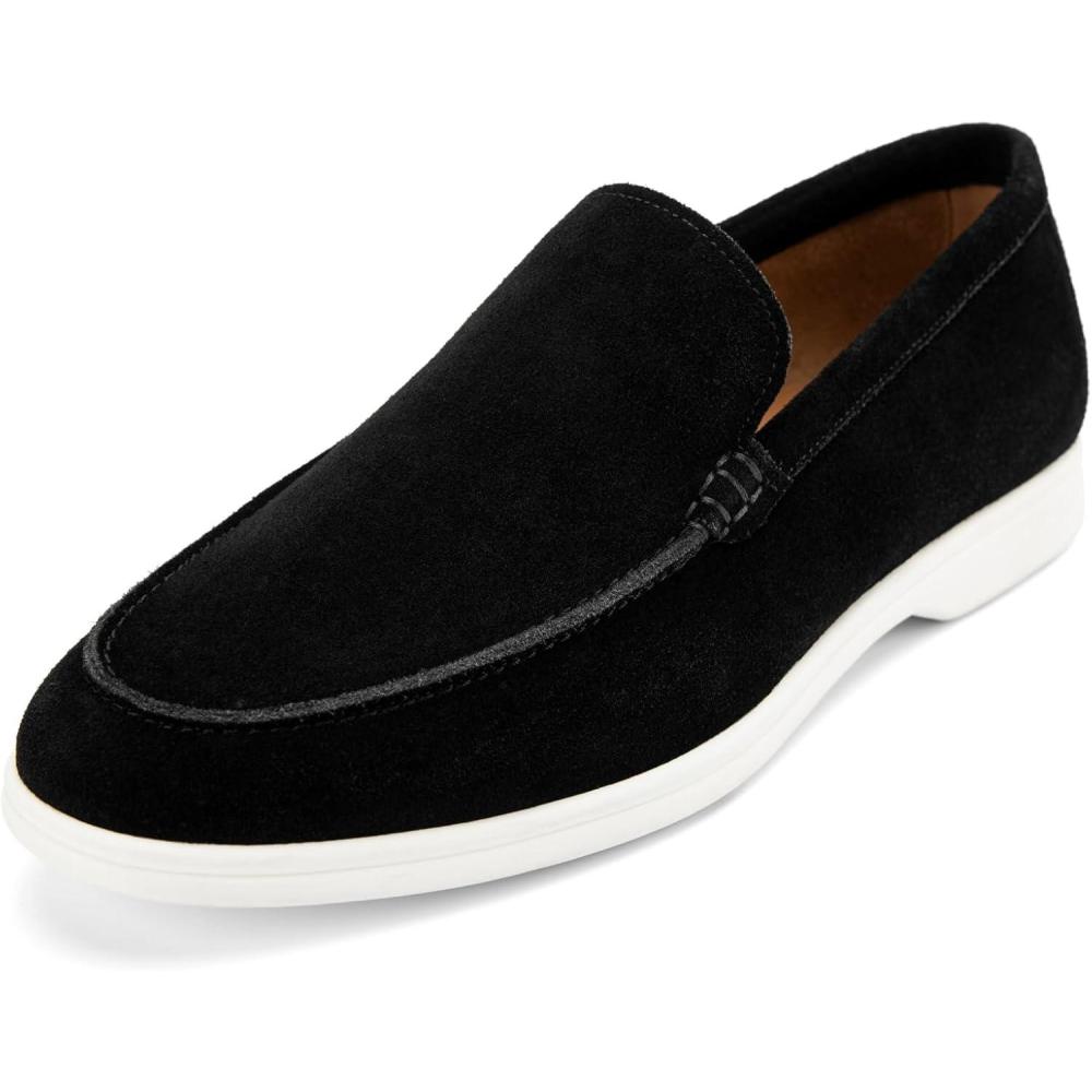 imageMeijiana Mens Genuine Leather Loafers SlipOn Moccasins Dress Shoes Lightweight and Breathable with Rubber Sole Stylish Mens LoafersBlack07