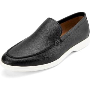 Meijiana Men’s Genuine Leather Loafers Slip-On Moccasins Dress Shoes, Lightweight and Breathable with Rubber Sole Stylish Mens Loafers(Black-06)