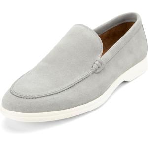 Meijiana Men’s Genuine Leather Loafers Slip-On Moccasins Dress Shoes, Lightweight and Breathable with Rubber Sole Stylish Mens Loafers(White-07)