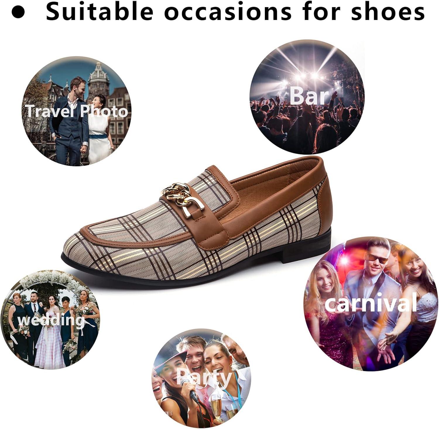 imageMeijiana Men Faux Leather Noble Loafer Shoes Slipon Loafer Smoking Slipper Tassel LoaferBrown12