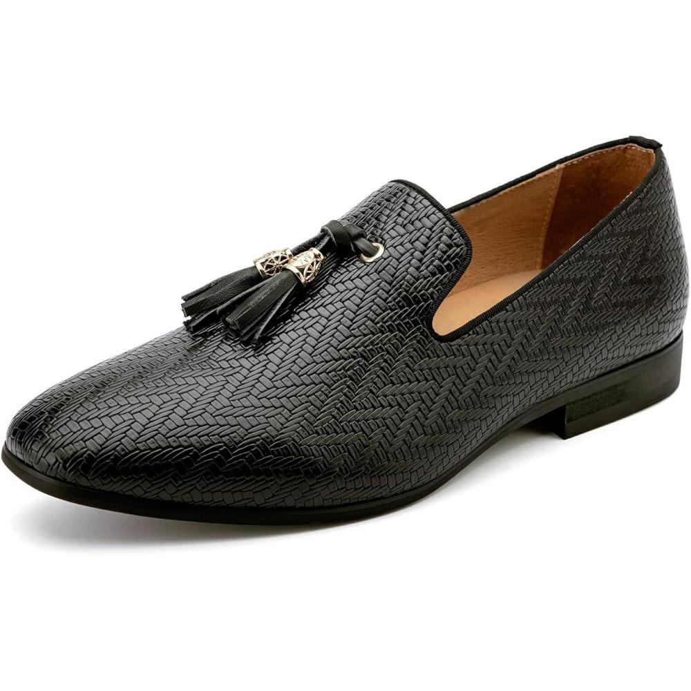image:imageMeijiana Mens Velvet Loafers  Fashion Casual LowHeel Dress Shoes for Men with Rubber Sole amp Metal Buckle  Perfect Business amp Formal Attire Stylish Mens ShoesBlack06